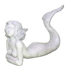 11* Length Smiling White Mermaid With Tail Up Figurine