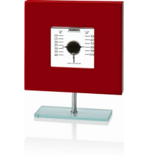 G.W. Schleidt Square Floating Thermometer On Glass Stand Red Frame