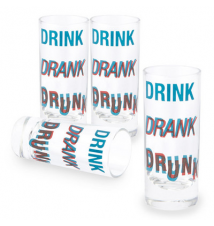 Drink Drank Drunk Set Of Four Shot Glass
