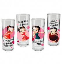 Betty Boop Set Of Four(4) 10oz Glasses