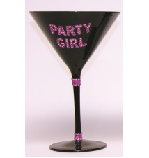 Black Bling Martini Glass- Party Girl