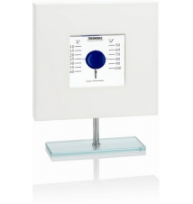 G.W. Schleidt Square Floating Thermometer On Glass Stand White Frame