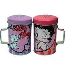 Betty Boop Betty and Pudgy Hearts Tin Salt & Pepper Shakers 