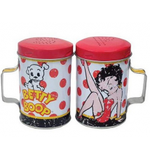 Betty Boop Betty and Pudgy Polka Dot Tin Salt & Pepper Shakers 