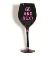 Black 60 And Sexy Bling Wine Glass