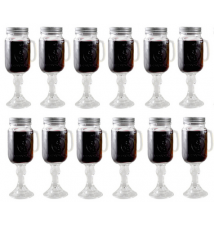 12  PACK  -  Redneck Wine Glass With Handle - Pewter Lid 16oz