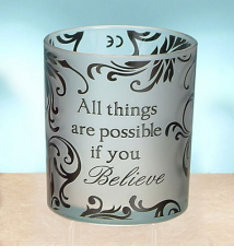All Things are Possible Votive 4* Candle Holder- Silver