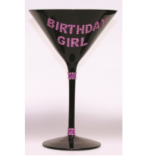 Black Bling Martini Glass- Birthday Girl