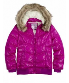 Puffer Coat with Faux Fur Hood..