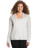 Metallic Merino V-neck sweater..