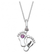 Baby Feet Synthetic Birthstone Pendant in Sterling Silver (1 Stone and Name)
Zales
