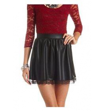 Lace-Trimmed Faux Leather Skater Skirt
Charlotte Russe
