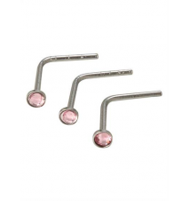 20G Steel Light Pink 3mm Gems L-Shaped Nose Bone 3 Pack
Hot Topic
