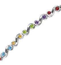 Mothers' Birthstone and Diamond Accent Bracelet in Sterling Silver (2-10 Names and Stones)
Zales
