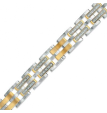 Men's 1 CT. T.W. Diamond Link Bracelet in Two-Tone Stainless Steel - 8.5